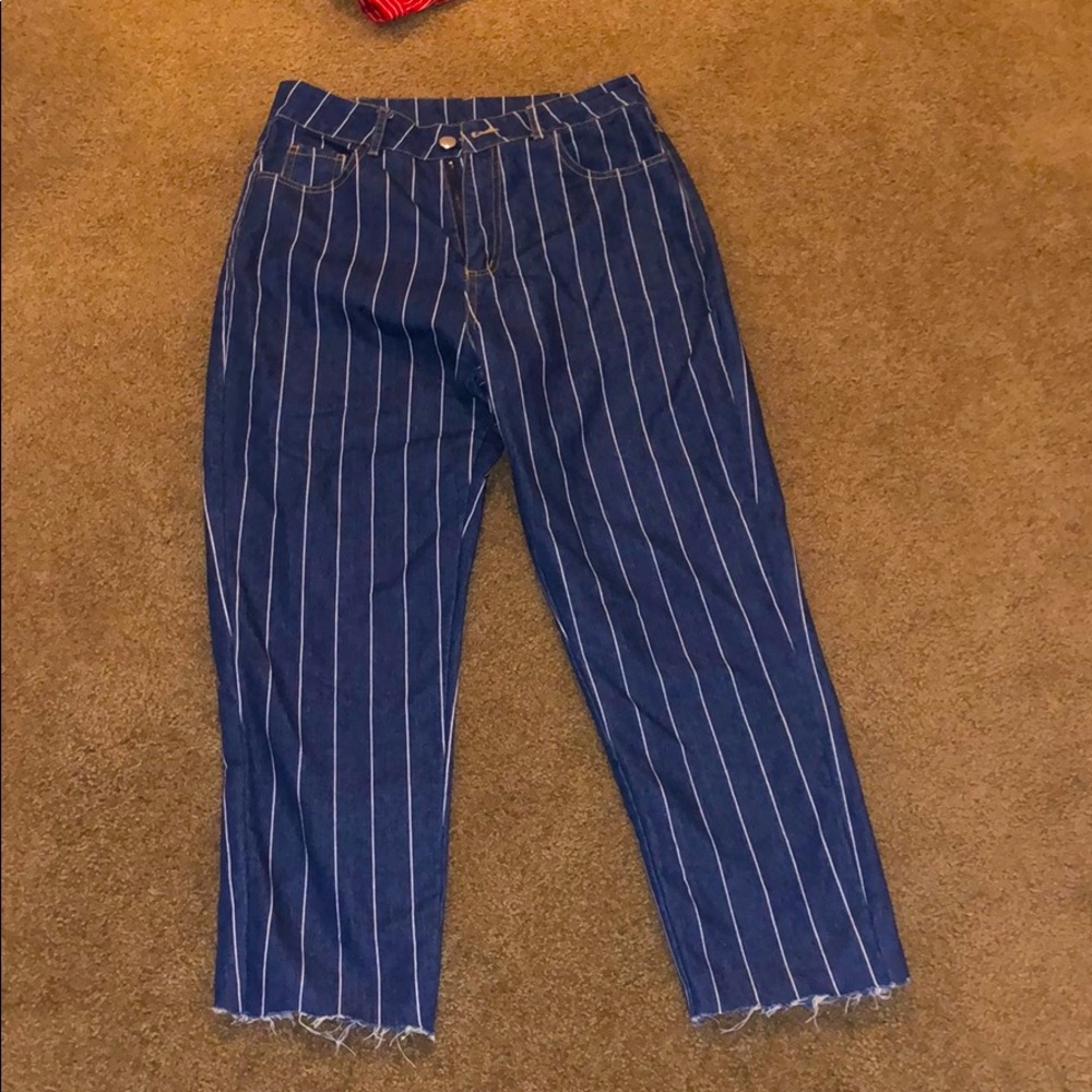 Striped loose jeans